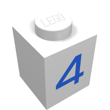 3005pt4 - Brick 1 x 1 with Blue Number 4 Pattern