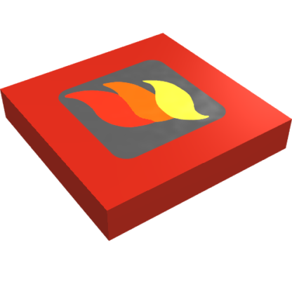 3068bp57 - Tile 2 x 2 with Groove with Classic Fire Logo Small Pattern