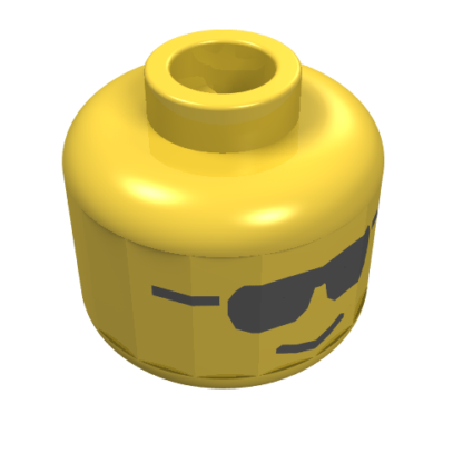 3626bp04 - Minifigure, Head Glasses with Black Sunglasses and Standard Grin Pattern - Blocked Open Stud